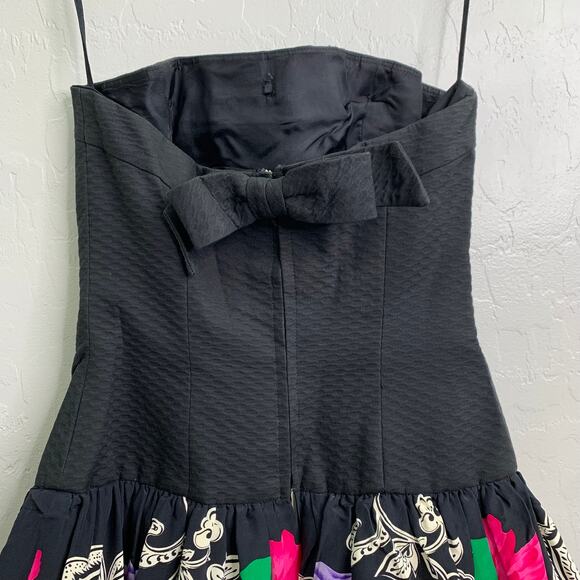 VTG Lillie Rubin Womens 4 Silk Floral Ruffle Bottom Poofy Dress Strapless 80s - Picture 5 of 11